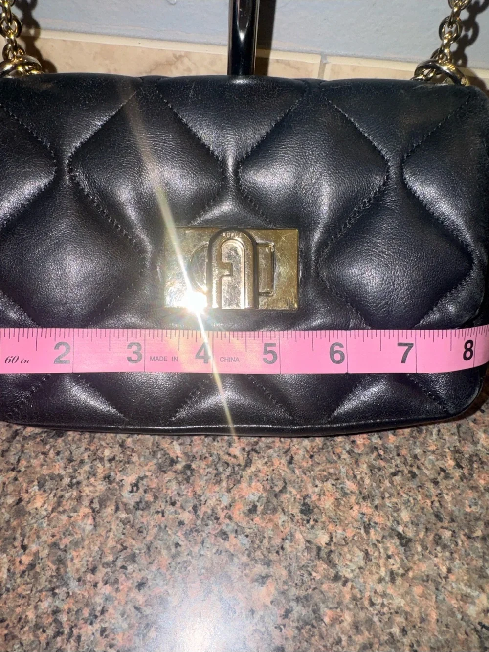 Furla Quilted Black Leather Crossbody bag EUC - Picture 9 of 9